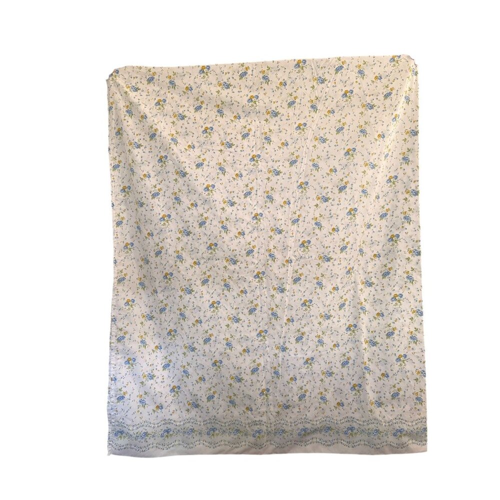 Westpoint Stevens Full Floral Bed Flat Sheet White Blue Yellow Cotton Polyester